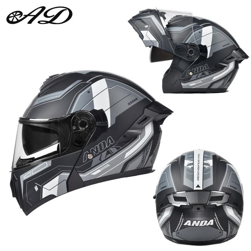Full Face Motorcycle Helmet With Flip-Up Visor Men Women ABS Shell 3C Certified All-Season Use
