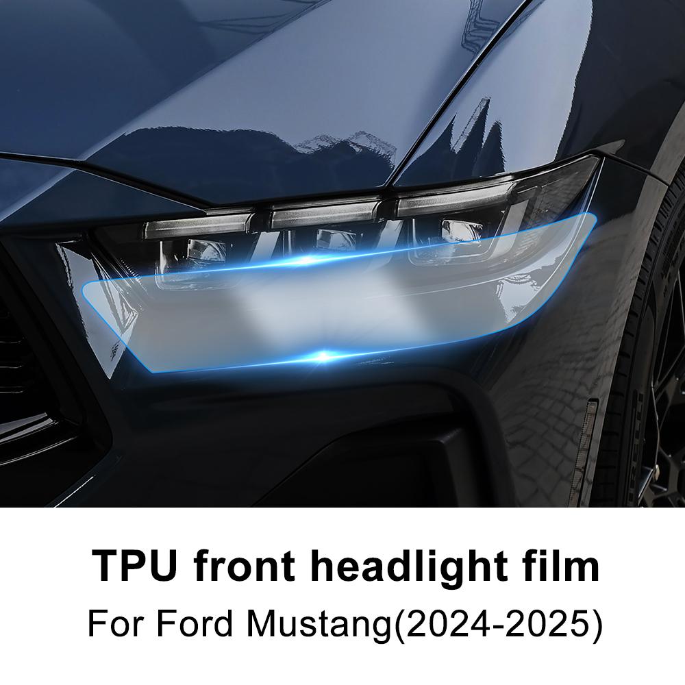 Пленка-наклейка на фары для Ford Mustang 2024 2025 TPU Защитная пленка на фары автомобиля Антицарапина Прозрачная Дымчато-черная