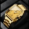 Luxury Original Stainless Steel Waterproof Square Male Wristwatches Clock Gold Men's Watches