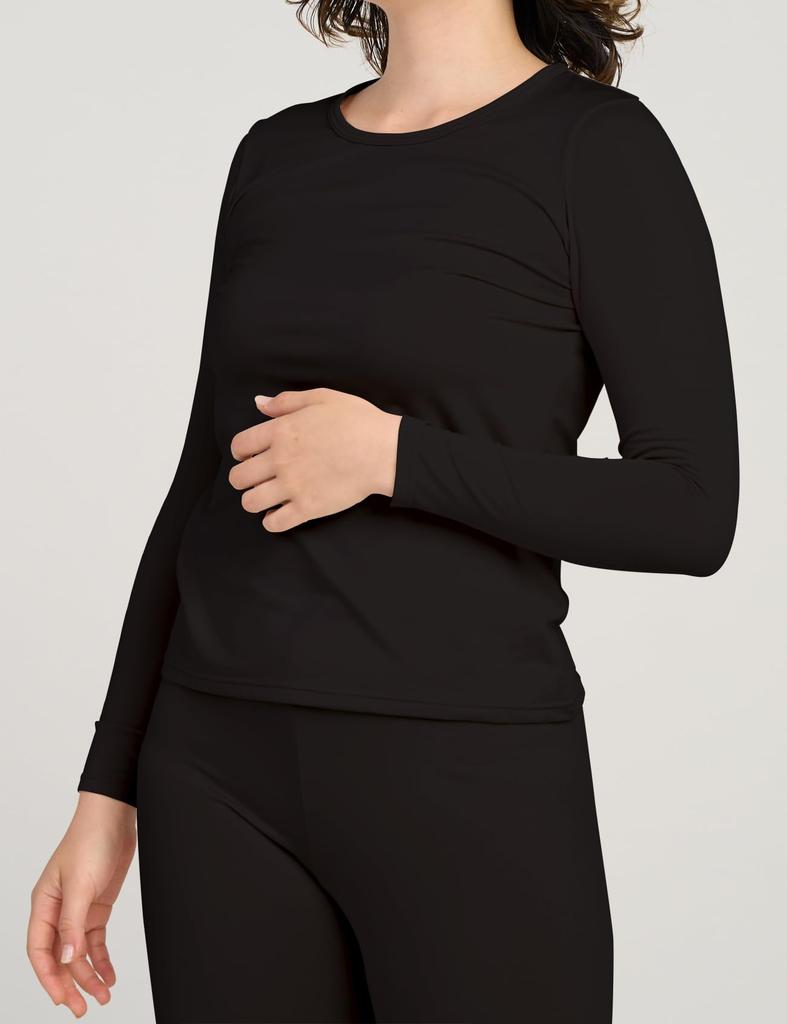 (Рапаса) Теплая нижняя одежда, одежда для холодной погоды, нижнее белье, женский комплект верха и низа, подкладка с начесом [1-1. ЧерныйТонкий (верхний и нижний комплект), Л]