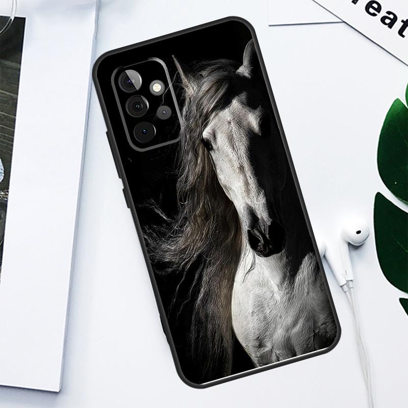 Черно-белая лошадь Для Samsung Galaxy A52 A22 A32 A54 A34 A14 A55 A35 A15 A53 A33 A13 A05 A06 A16 Чехол для телефона