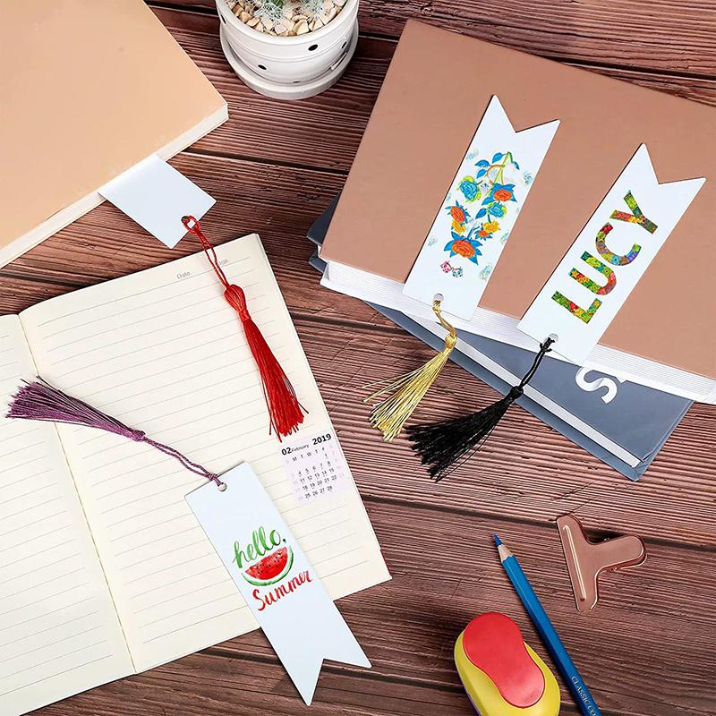 WTEMPO Clear Acrylic Blank Colorful Tassel Bookmarks Hand-Painted Bookmarks Gifts for Book Lovers/Readers DIY Hanging Tags Labels Making Accessories