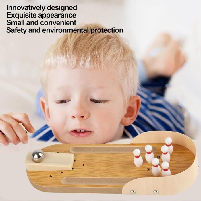 Jeu de Bowling de Bureau - Portable - Bois - Mixte - 295x100 mm