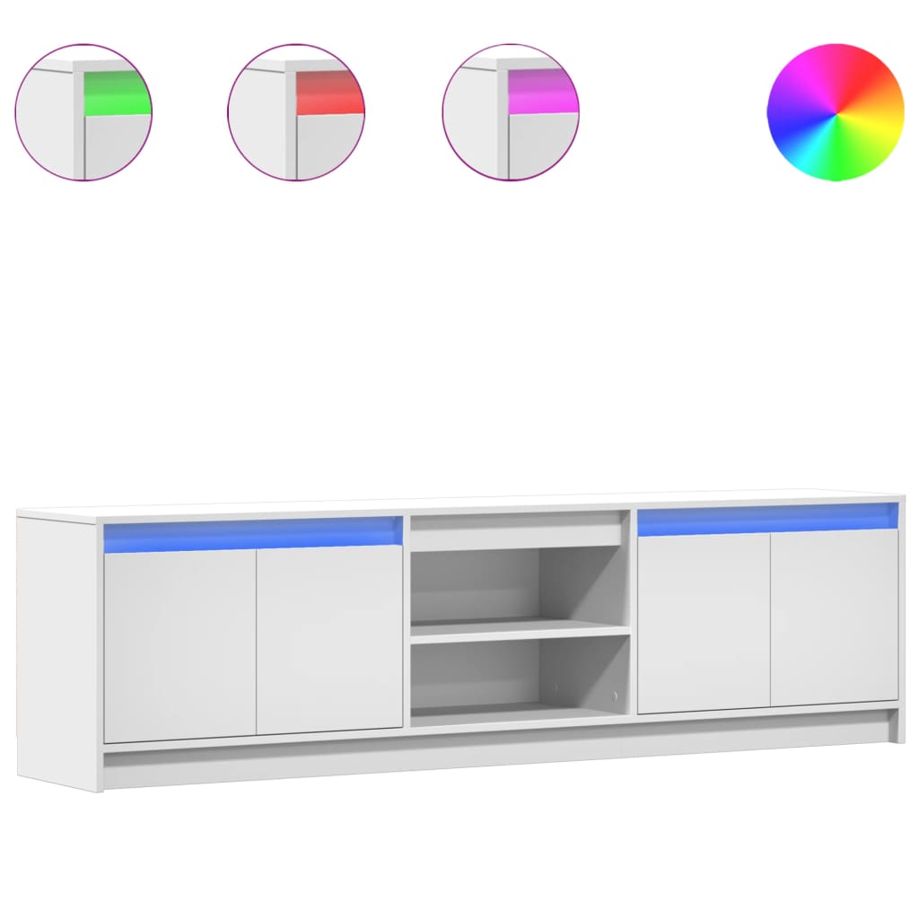 Vidaxl Szafka Tv Z Led, Biała, 180X34X50 Cm, Materiał Drewnopochodny