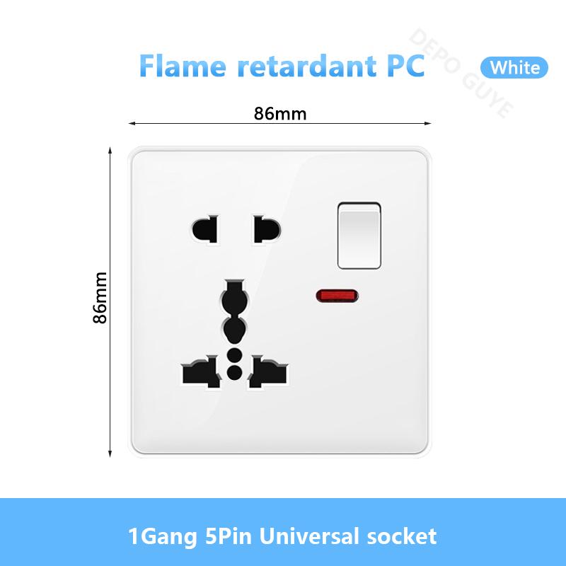 Белая настенная розетка USB стандарта Великобритании 13A, универсальная вилка Type-C для быстрой зарядки мощностью 18 Вт, настенный выключатель света, электрическая розетка