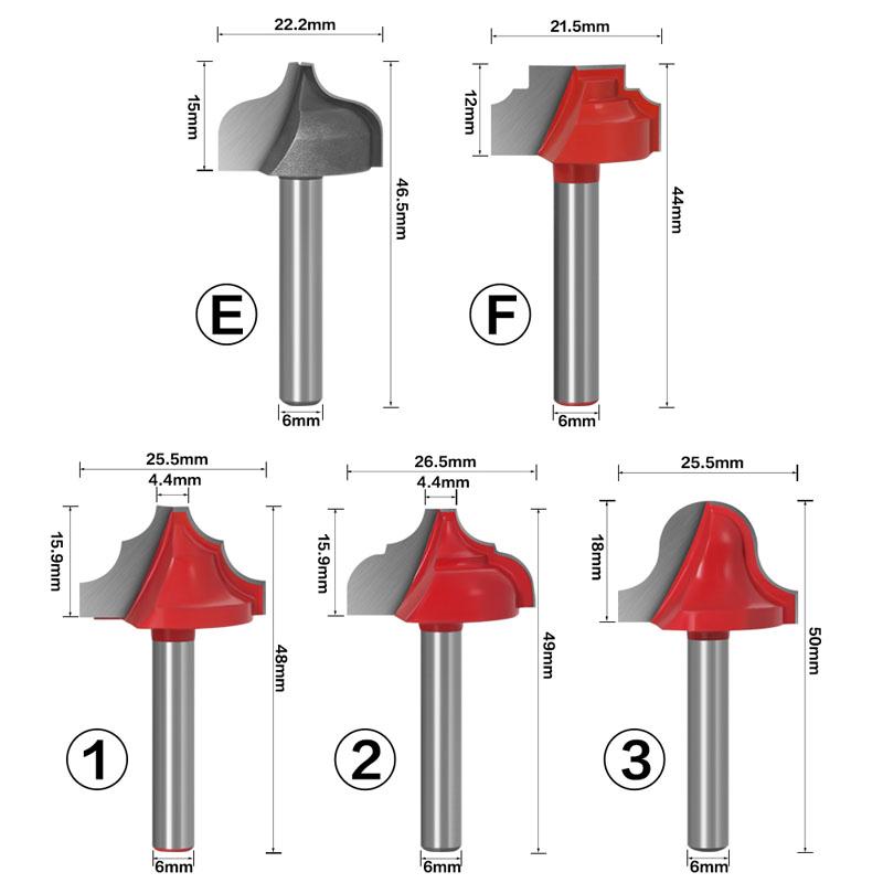 1 шт., 6 мм, деревянная фреза с хвостовиком, прямая торцевая фреза, триммер для чистки, заподлицо, угловая, круглая, коробчатая, инструменты