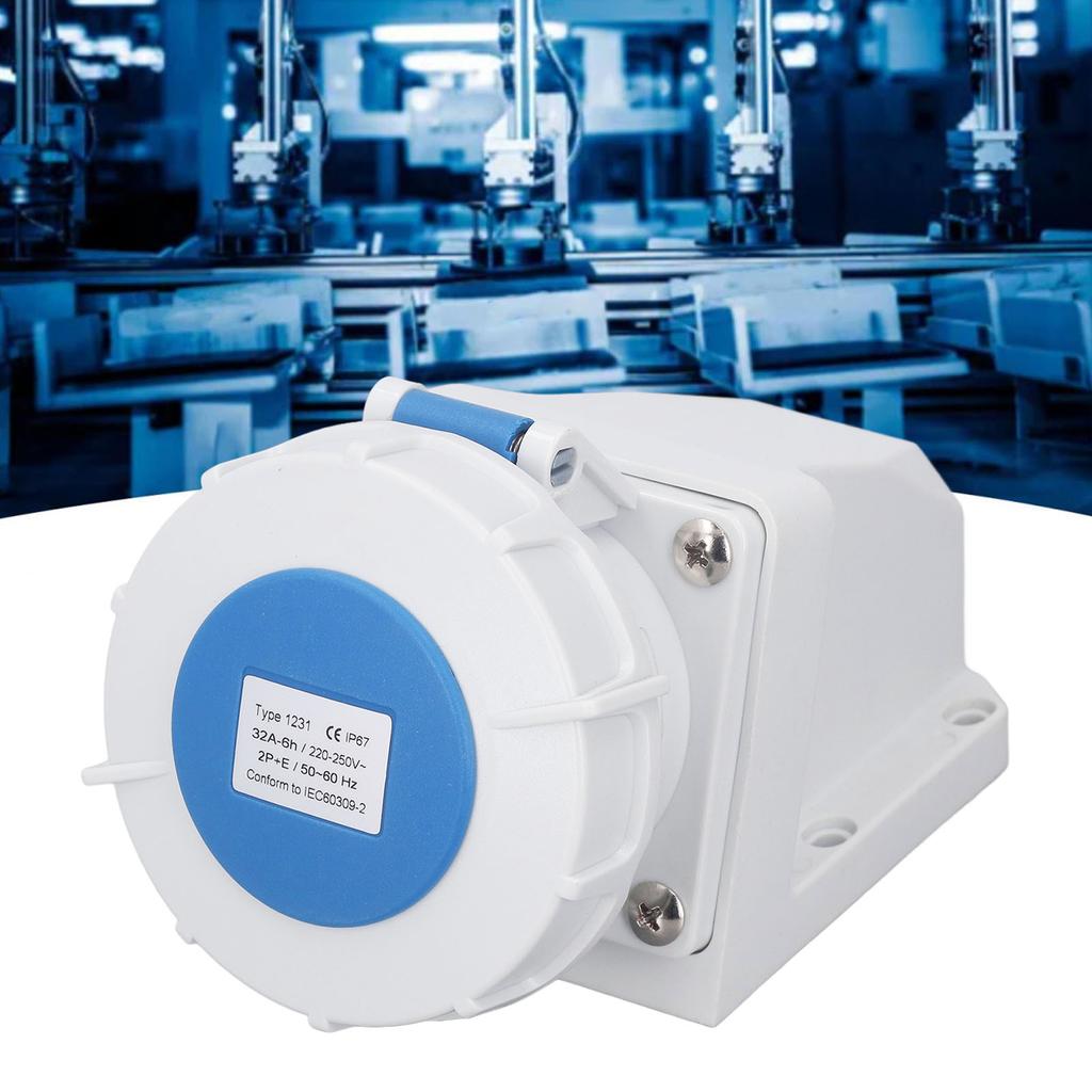 Промышленная розетка 32A 2P+E для поверхностного монтажа IP67 Водонепроницаемая розетка Промышленный разъем 220