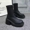 Winter Platform Chunky Fashion Women Ankle Boots Designer Leather High Heels Shoes 2025 Trend Goth Pumps Motorcycle Botas Mujer