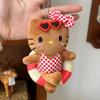Hello Kitty Cute Black Skin Kt Cat Polka Dot Plush Doll Kawaii Swimming Circle Toy Fluffy Keychain Pendant Periphery Gift