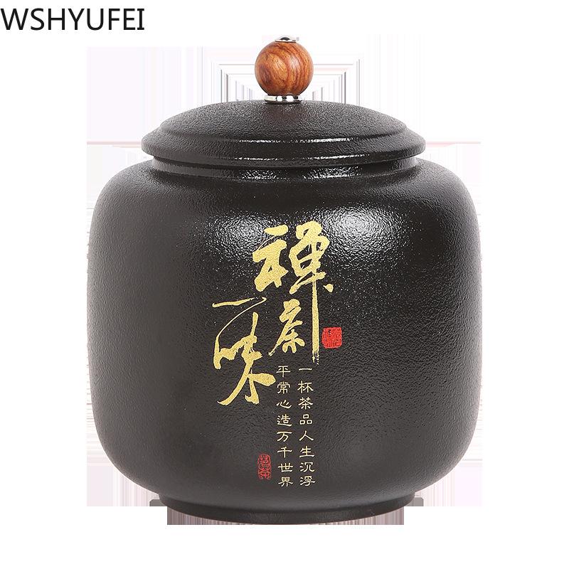 WSHYUFEI черная керамическая чайная банка, китайская фарфоровая керамическая банка, портативная герметичная банка для хранения, чайные коробки, резервуар для хранения конфет, специй