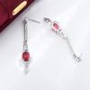 2024 Baguette Oval Ruby Full Diamond Long Tassel Stud Earrings for Women Zircon Plated Valentine Gift Jewelry