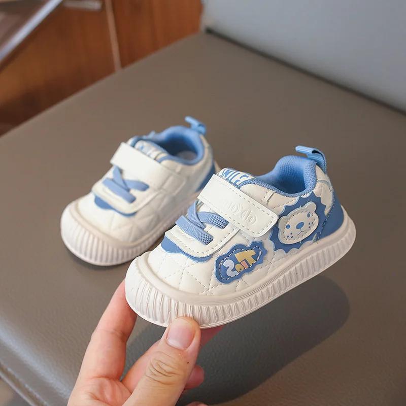 2024 Детские обучающие кроссовки для девочек и мальчиков, осенние новые модные нескользящие универсальные туфли на плоской подошве в корейском стиле