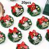 10/20 шт. Мини-рождественские венки с красными бантами и золотыми колокольчиками - Пластиковый праздничный декор для различных случаев - Искусственное ремесло