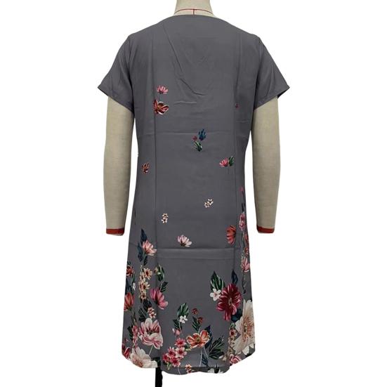 Женское летнее платье с v-образным вырезом и цветочным принтом, свободное прямое платье-пуловер длиной до колена, цветное платье миди, женская одежда