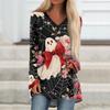 Женская туника-футболка с длинным рукавом и V-образным вырезом с принтом на Хэллоуин для повседневных осенних прогулок