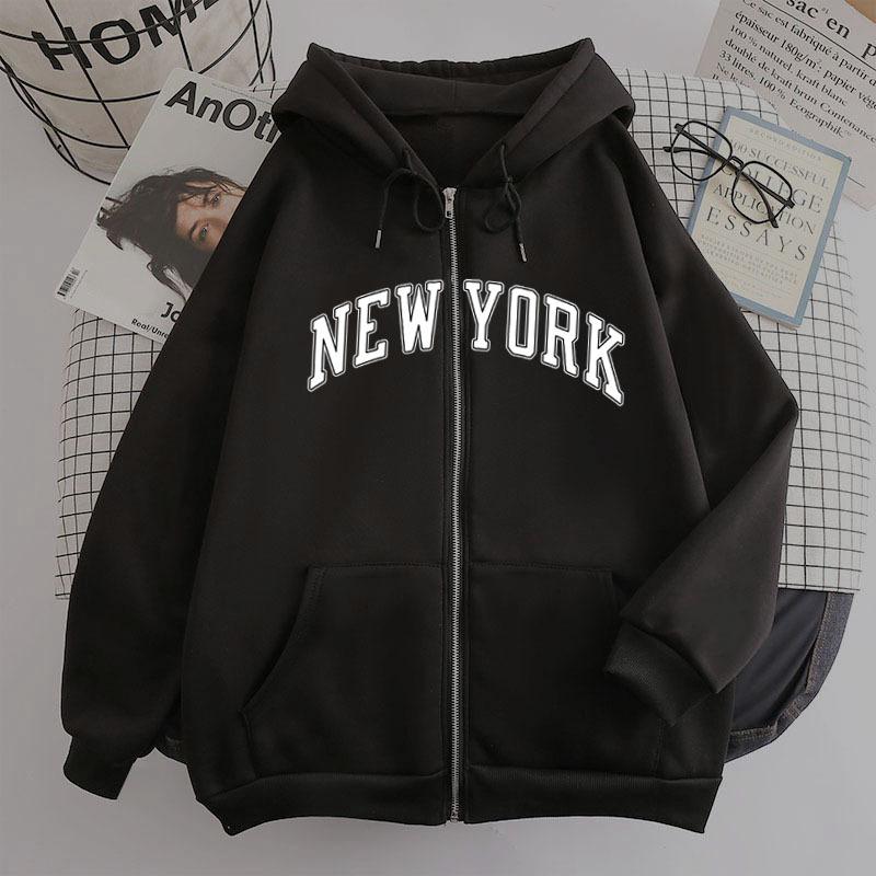 New zipper hooded sweater European and American Los Angeles california sweater spring and autumn coat top