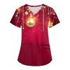 Women's Fashion V-neck Short Sleeve Workwear With Pockets Christmas Printed Tops