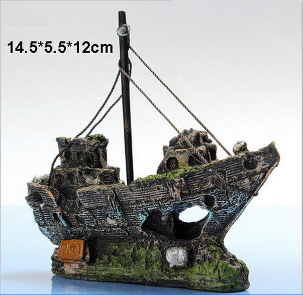 Small Corsair Ship Aquarium Decoration/Hideout/Resin Landscape House