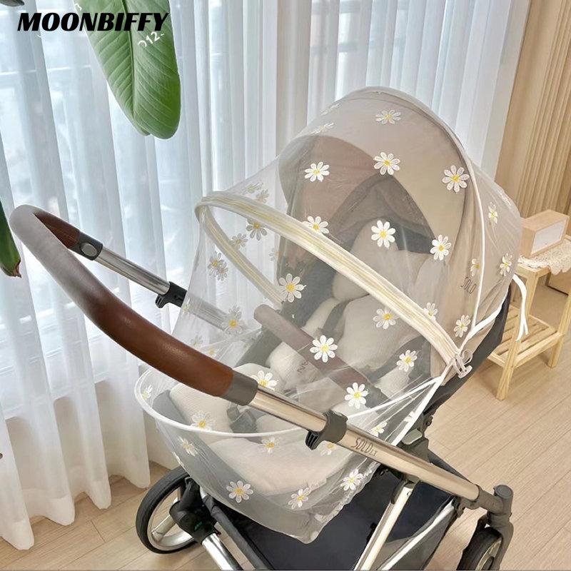 Марля с вышивкой маргаритки для детской коляски, москитная сетка, летняя защитная сетка от насекомых, безопасная защитная сетка для младенцев, аксессуары для коляски
