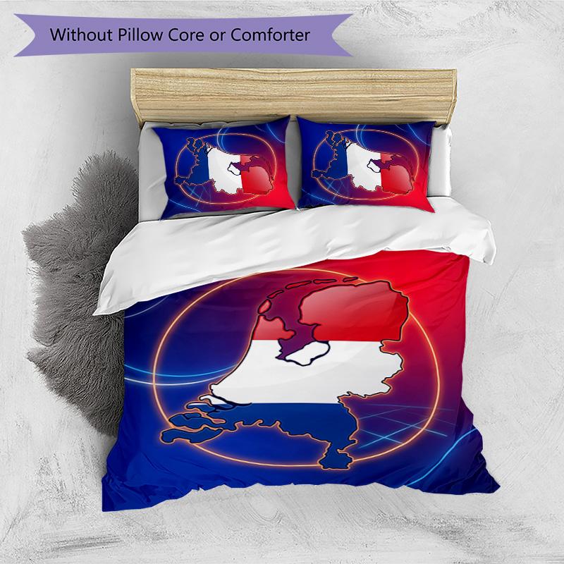 Netherlands Football Printed Bedding 3 Piece Set Cozy Breathable Bed Cover Set as Housewarming Holiday Gift