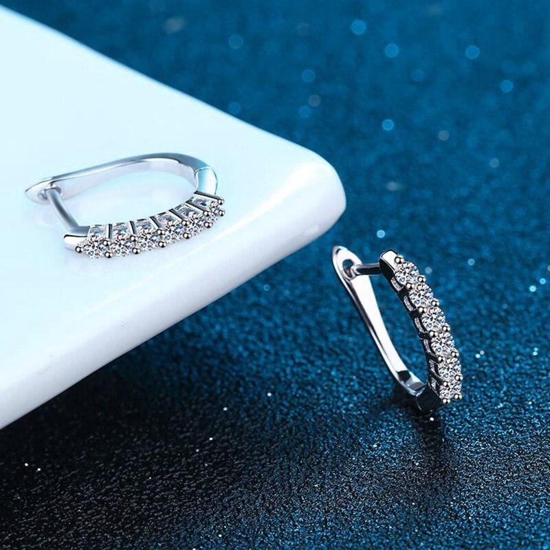Moissanite Hoop Earrings 18k White Gold Plated Sterling Silver D Vvs1 Lab Diamond Dainty Fine Jewelry Ear Studs For Women