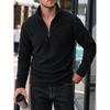 Men S Fleece Half Zip Solid Color Stand Collar Sweatshirt