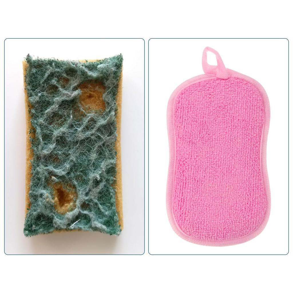 Uxcell Многоцелевая кухонная губка для мытья посуды Микрофибровая губка Губка для чистки Губка для мытья посуды Кухонная уборка Розовая 5 шт. Скраббер, Не царапает