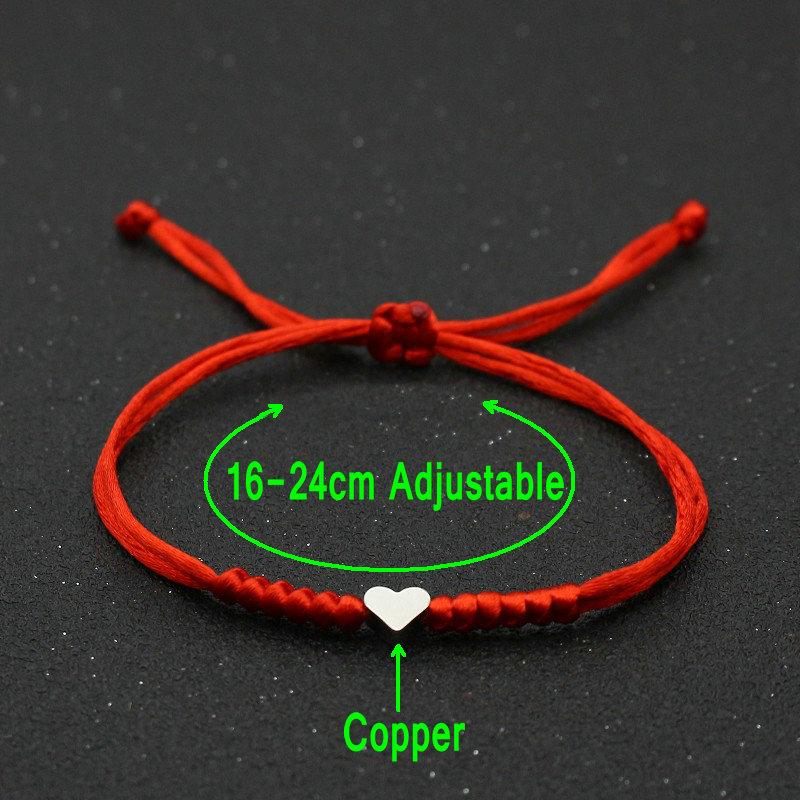 Браслет с подвесками в форме сердца для женщин и мужчин, пожелание влюбленных, плетеные регулируемые браслеты с красной нитью для пар, ювелирные изделия для дружбы