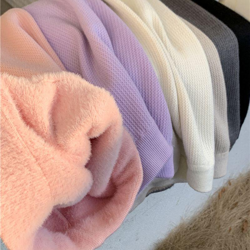 Женская вязаная юбка-полусолнце из толстого флиса с подкладкой из меха норки, однотонная, универсальная, минималистичная, с высокой талией, облегающая, карандаш, прямая, с разрезом