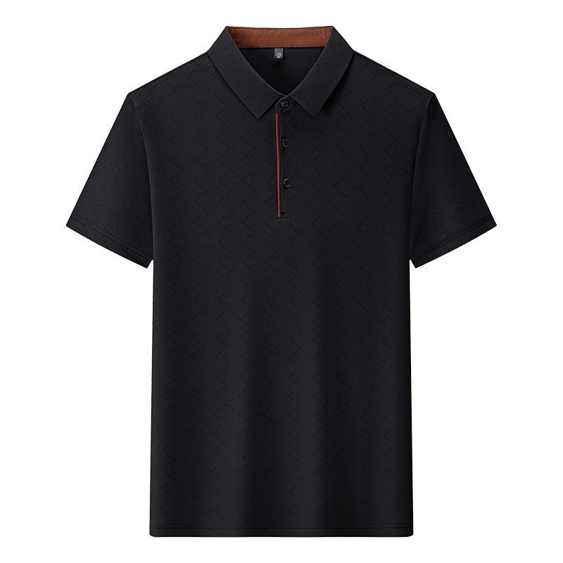Летняя мужская повседневная рубашка поло Ice Silk с коротким рукавом, дышащая футболка с воротником