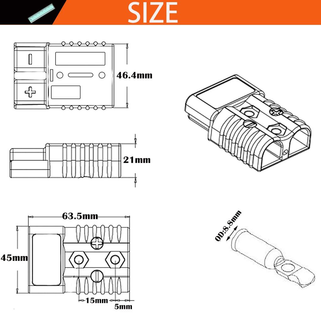 Разъем для аккумулятора, CESFONJER 120A 600V серый, быстроразъемный разъем для аккумулятора с пылезащитным чехлом (Подходит для проводов 2-4 AWG)
