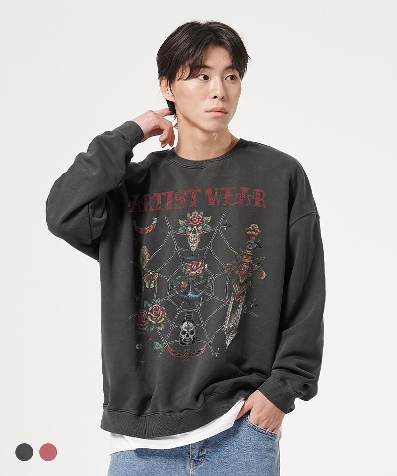 ARTISTWEAR [Atw] Винтажная школьная толстовка с пигментной печатью