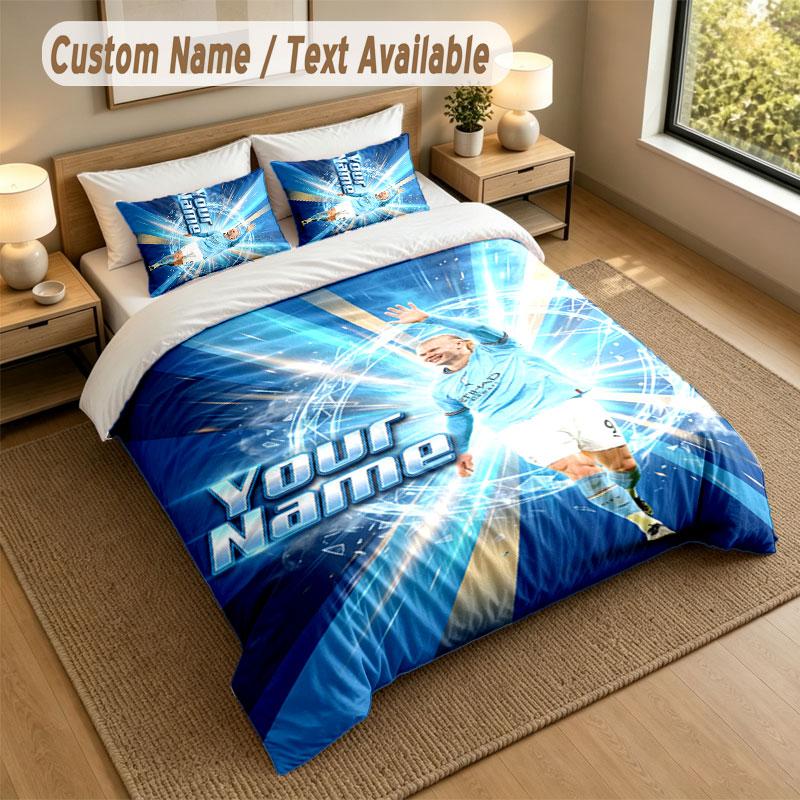 Bedding Set 1 Duvet Cover 2 Pillowcases Erling Haaland Print Soft Bed Linen Bedroom Decor