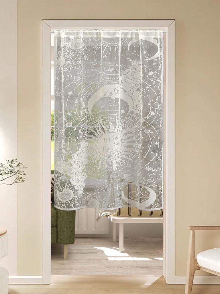 Прозрачная дверная занавеска 72 дюйма с цветочной вышивкой, полупрозрачная вышивка вуаль, цветочная занавеска для французской двери, светофильтрующая драпировка, карниз