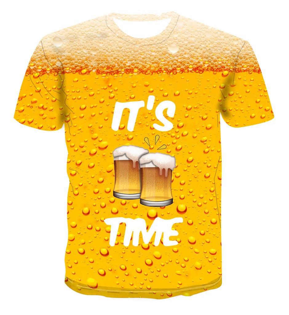 Fashion Cool Yellow T-Shirt Fanta Beverage Beer 3D Printed Style Casual Quick Drying T-Shirt Round Neck Men's Tops