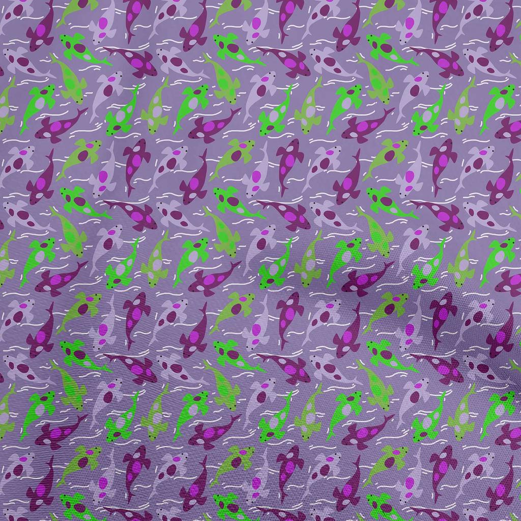 oneOone Cotton Flex Dusty Teal Green Fabric Asian Japanese Koi Fish Quilting Supplies Print Sewing Fabric By The Yard 40 Inch