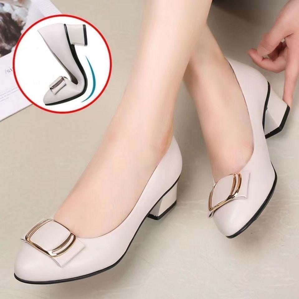 Fashion Shoes for Woman 2024 Normal Leather Casual with Medium Heels Women's Summer Footwear Square E Discount Slip on Sale Chic Point A
