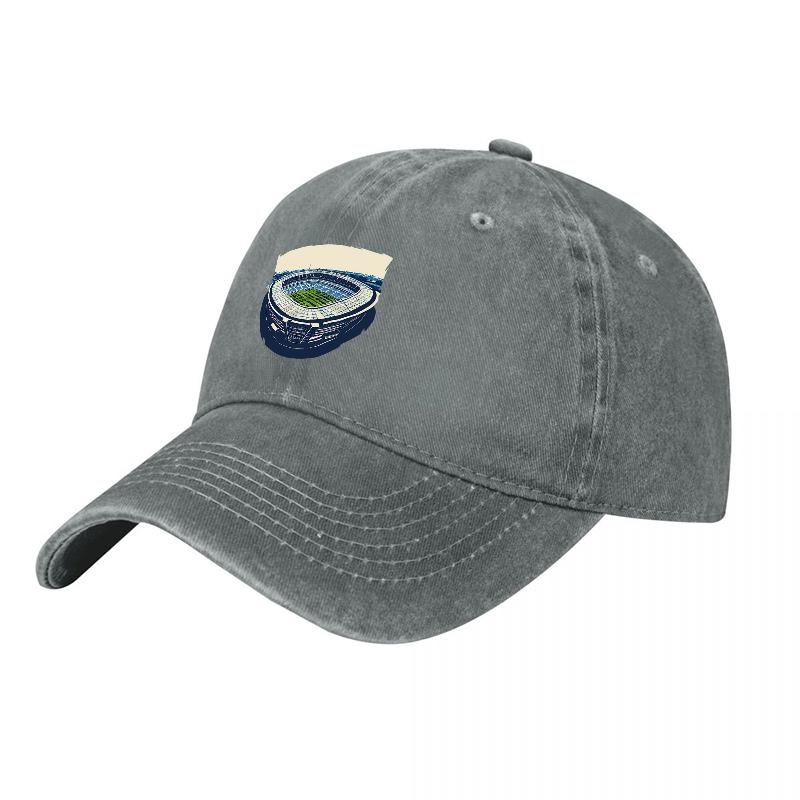 Washed Canvas Baseball Cap with Stadium Logo Embroidery Classic Vintage Style Adjustable Fit for Unisex and Women