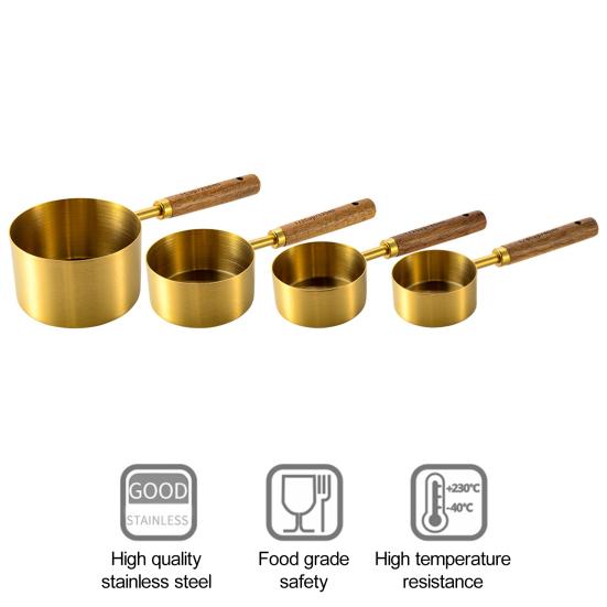 4 шт. мерная ложка с деревянной ручкой пищевой класс без BPA полированная поверхность многоразовый мерный стаканчик набор инструментов для приготовления пищи