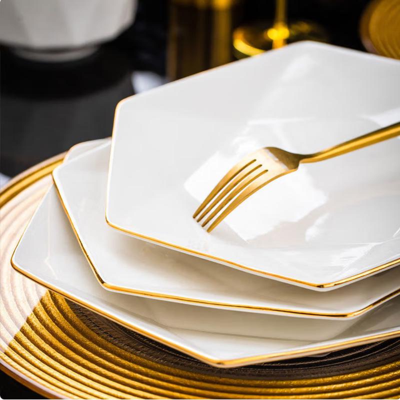 SIFAR Креативная керамическая обеденная тарелка с золотым ободком