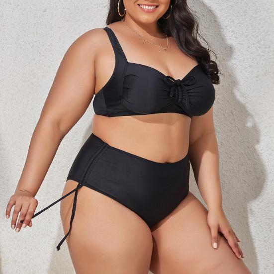 2 шт./компл. женское бикини с цветочным принтом, регулируемые бретельки, плюс размер, купальник с высокой талией и разрезом