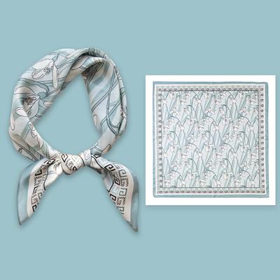 Literary Small Floral Summer 100%  Mulberry Silk Shawl Age-reducing Fashion Neck Protection Professional Scarf