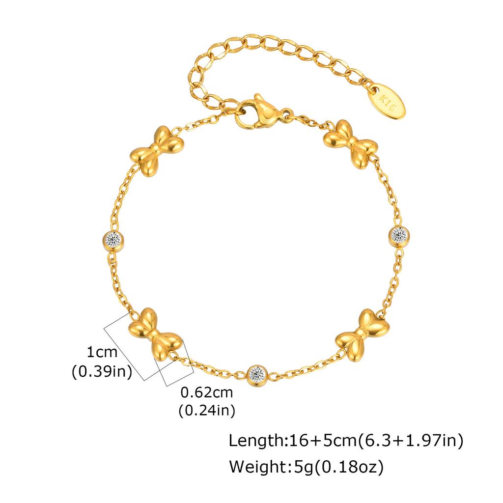 Jewelry Mother And Daughter Stainless Steel Bow Zircon Heart Gold Bracelet Personalized Fashion 2121