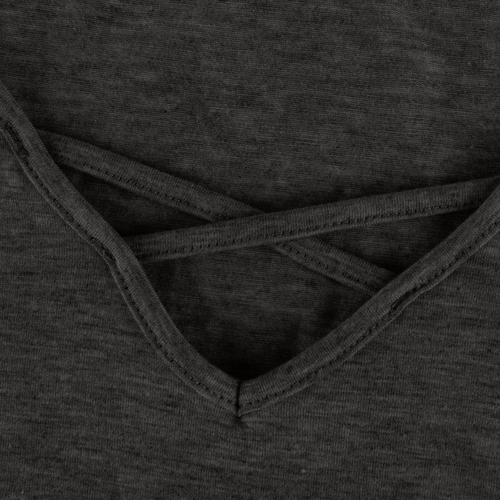 Женская однотонная повседневная свободная футболка с V-образным вырезом и длинными рукавами