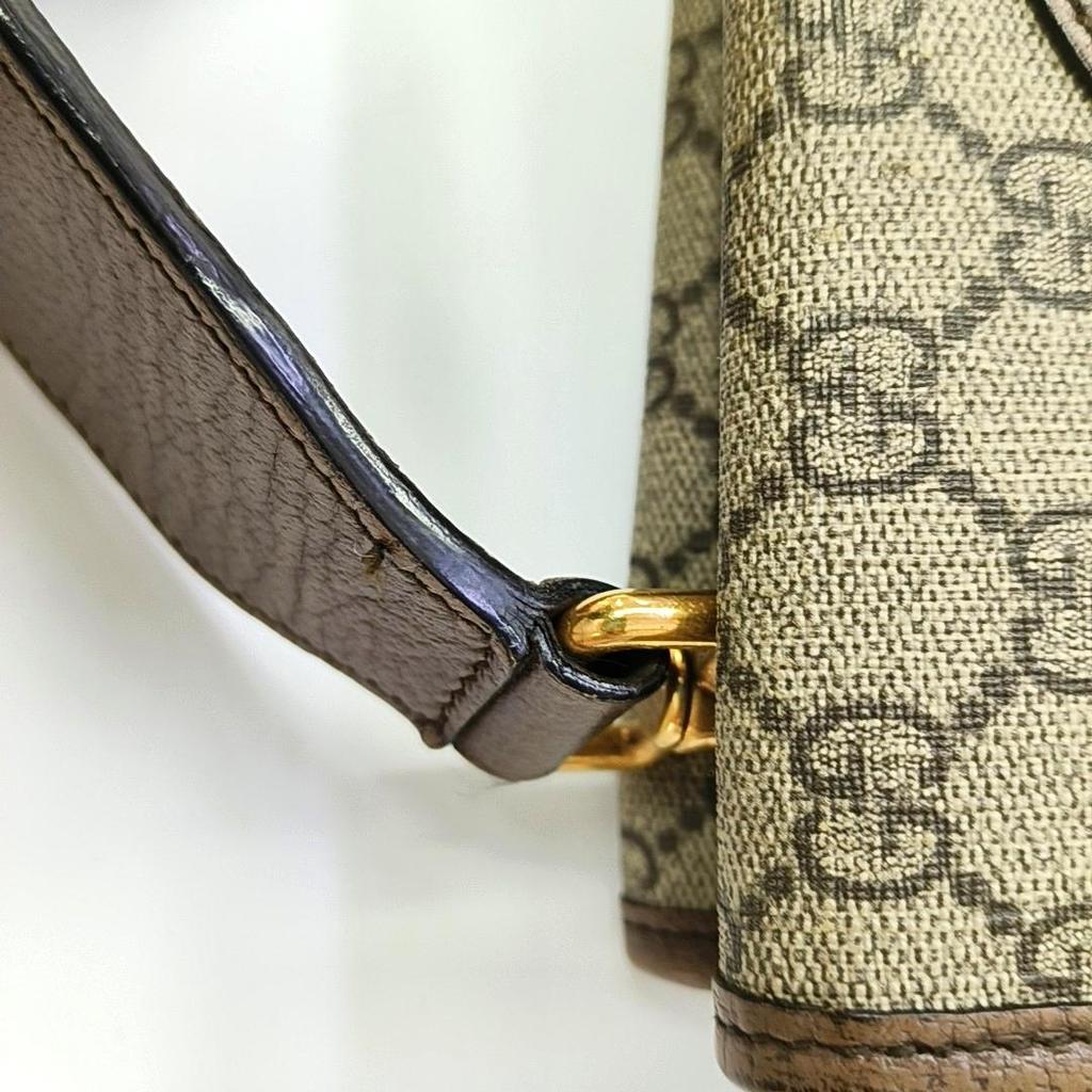 [Pre-Owned] GG Supreme Reversible Tiger Head Magnetic Closure Shoulder Canvas And Leather Trim Crossbody Bag Small - Fair #1ALHDUX