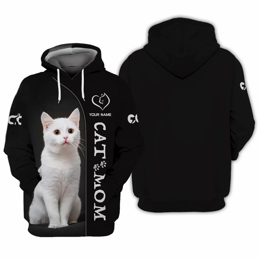 Мужская толстовка с капюшоном унисекс, модный пуловер с капюшоном, толстовка с капюшоном с 3D-принтом для животных, кавайные толстовки с кошками, повседневные топы с 3D-принтом