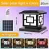 IP44 Waterproof Solar LED Square Outdoor Post Pillar Light Garden Courtyard Lamp for Villa Yard Patio Door Fence Landscape Decor
