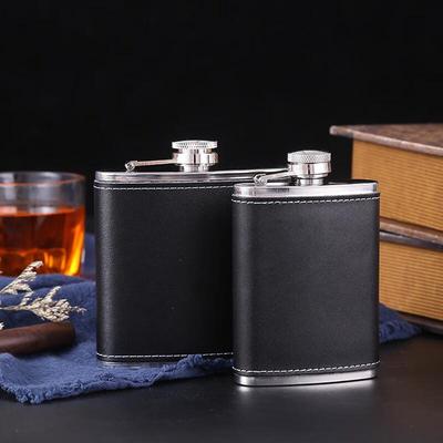 Портативная кожаная фляжка из нержавеющей стали