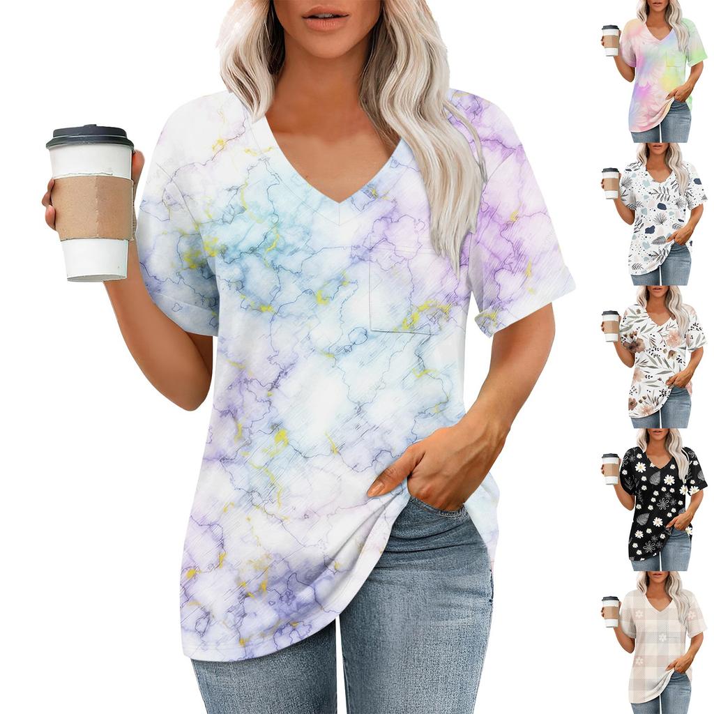 Женские футболки с V-образным вырезом и коротким рукавом, летние топы, повседневные базовые футболки, модные