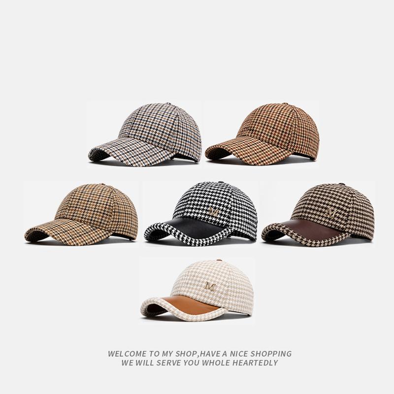 Осенне-зимняя бейсболка с рисунком «гусиная лапка» для мужчин и женщин, теплая кепка, шляпа от солнца